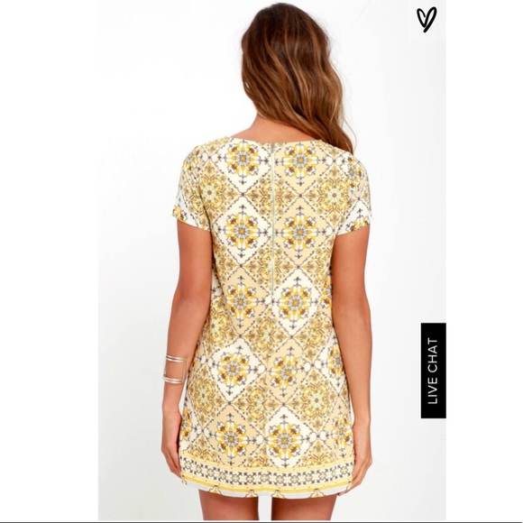 Lulus Yellow Print Shift Dress - Picture 2 of 6